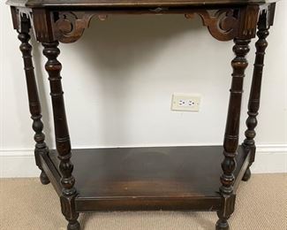 Antique hand-carved demi-lune table. Measures 36" W x 15" D x 32" H. Beautiful as is but paint for a coastal look and feel. Photo 1 of 3. 