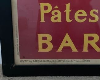 Vintage Pates Baroni Poster. Measures 26" x 34." Photo 2 of 3. 
