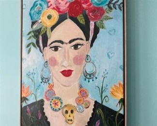 Frida Kahlo Canvas. Signed by Artist. 