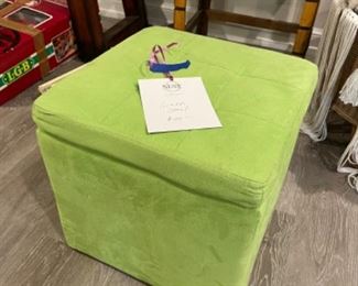 Green Cube Stool. Measures 18” x 18” x 18”. 