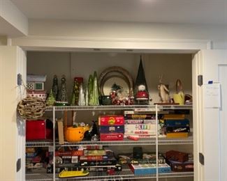 Holiday Decorations & Board Games. 