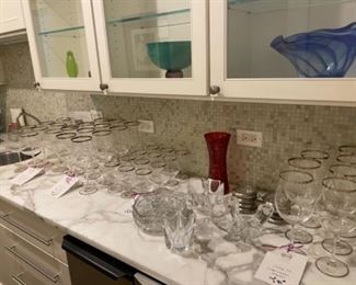 Vintage Italian 24K Gold Rimmed Interglass Stemware. 