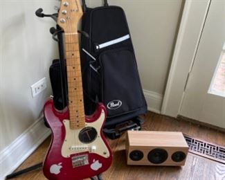 Electric Guitar, Guitar Stand, Carrying Case. 