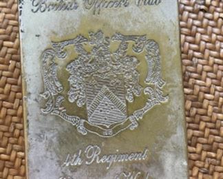 British Officers Club 4th Regiment Prince of Wales Silverplate Playing Card Case. 
