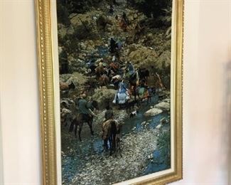 FRAMED HAND KNOTTED CARPET