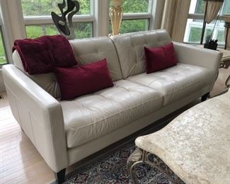 WHITE LEATHER SOFA