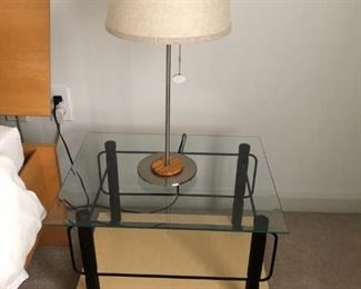 PAIR OF END TABLES AND LAMP
