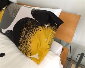 DETAIL OF PLATFORM BED AND LINEN FOR SALE