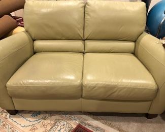 LEATHER OLIVE GREEN LOVESEAT