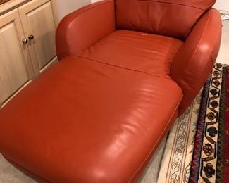 ORANGE LEATHER CHAISE