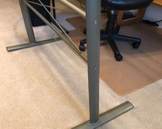 GLASS TOP DESK KIDNEY SHAPED