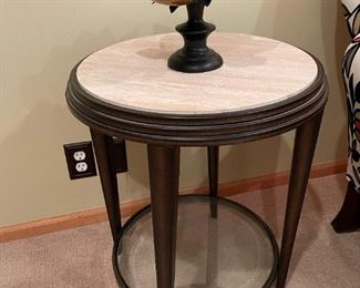 FLEXSTEEL Marble Topped Round Side Table