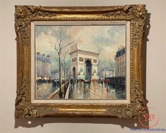 Signed Original Oil on Canvas Paris Street Scene