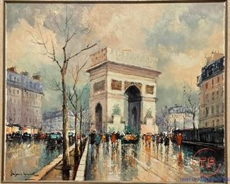 Signed Original Oil on Canvas Paris Street Scene