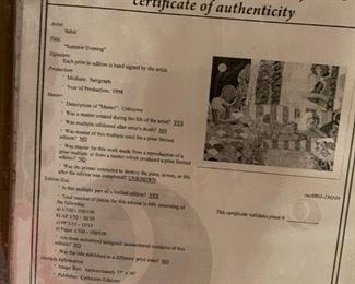 "SUMMER EVENING" Limited Edition Signed Serigraph by MAHMOUD SABZI with COA