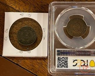 1865 and 1867 2 Cent Pieces