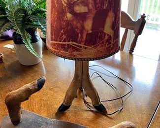 Vintage Deer Hoof Lamp, Vintage Deer Hoof Coat Rack