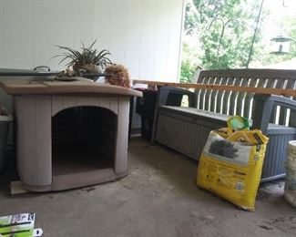 Outdoor pet house and storage bench