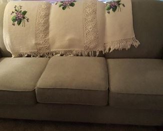 10.. beautiful flex steel sofa has matching chair like new . doesn't look like it was ever used  $175