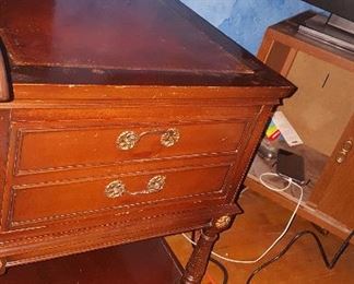 22. Leather top end table 1940s $50