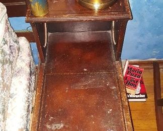 26. Leather top end table rough 1940s $25