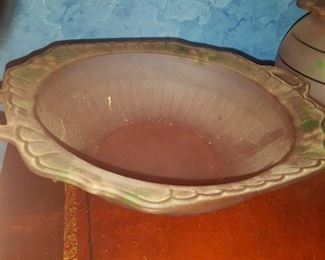 137, Beautiful painted pink Depression Bowl about 15 in in diameter $25