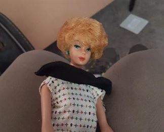176. Vintage Barbie no date says patent pending comes with two other dolls two cases and clothes most of the clothes are handmade but two of the pieces of clothes are marked Mattel comes with two vintage vinyl cases as well $100 for group We'll add more pictures later