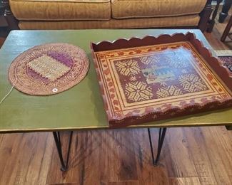 furniture distresed table on iron feet