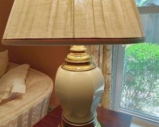 Pair of Solid Brass and Ceramic Lamps