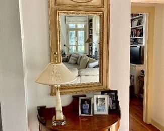 Antuqie Onyx Lamp, stunning Althorp demi lune and the perfect french country style mirror.