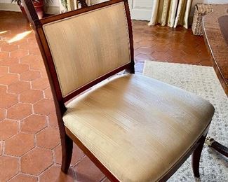 Seymour Side and Arm Chairs by Kindel. These chairs feature had carved reeding, rosettes and leaf carving. The back features a piereced splat that was typical of the Seymours work in the 1800's. 