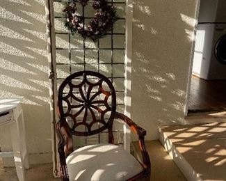 Antique leaded glass doors/windows! Spider back chairs and a lovely selection of tasteful holiday items!