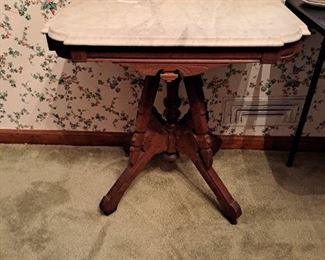Antique Marble Top Eastlake Style Side Table 
