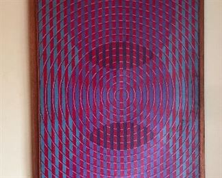 “Trinity in Unity” by William C. MacArthur, polymer on canvas, 24” x 48”, no date (Has some damage near lower right corner)