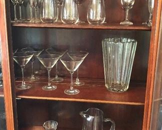 Assorted stemware & glasses (some by Bormioli), vases too