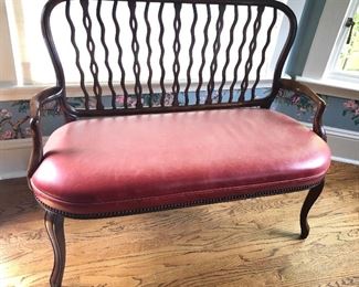 Settee - purchased from Masins (50”L, 38”H, 24”D) Leather seat is sun faded. 