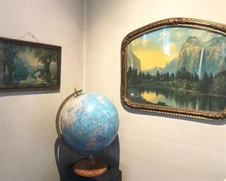 Vintage prints including Fox-Urgelles “Love’s Paradise” & globe