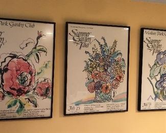 Framed Madison Park Garden Tour posters (1988, ‘89 & ‘90) - each 17” x 23”