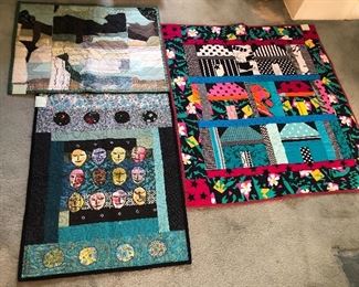Artist-made smaller quilts - right one is 40” x 43”