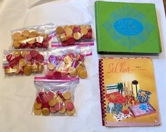 Vintage Bakelite backgammon pieces - sets of 30 (= 15 red, 15 amber), 1960s gift wrap collections