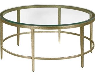 Woodbridge Kasmin Round Cocktail Table - Glass & Gold Metal