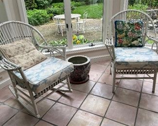 Wicker rocker and chair