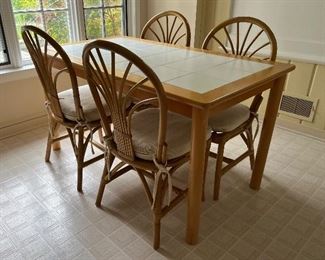 Matching Tile top kitchen table with 4 chairs