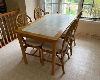 Matching Tile top kitchen table with 4 chairs