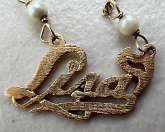 14K Gold Necklace with 14K Gold "Lisa" pendant