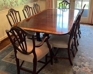 Millwood Cabinet Making Dining Table - 80"L (120 with two 20in leaves) x 45"W x 29"H & Frank Hudson and Son High Wycombe Dining Chairs (Brights of Nettlebed 17th and 18th Century Replica Furniture)