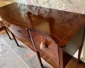 Unmarked 2 door 1 drawer buffet w/ inlay - 71"W x 24.5"D x 23"H