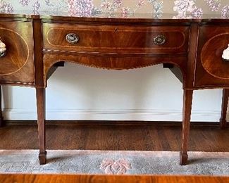 Unmarked 2 door 1 drawer buffet w/ inlay - 71"W x 24.5"D x 23"H