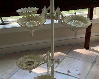 2 Antique Spiraling Iron Planter Stands