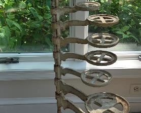 2 Antique Spiraling Iron Planter Stands